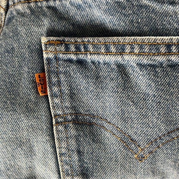 Levi's Orange Tab Size 30 Bottom Cut Off Blue Denim Jeans - Picture 3 of 9